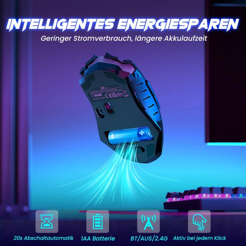 RisoPhy Gaming Mouse Wireless Mouse Gaming with 8000 DPI PC