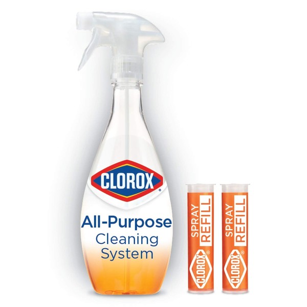 Clorox Clorox sistema de limpieza multiusos, 1 botella reutilizable 2 recambios – mezcla cítrica (el embalaje puede variar), 0.66 onzas líquidas