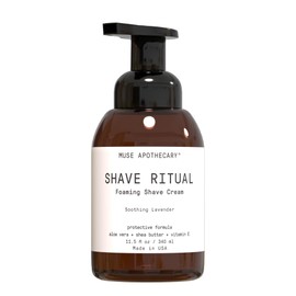Muse Apothecary Foaming Shave Ritual - Natural Shaving Cream Sensitive Skin - Womens Shaving Cream Mens Shave Cream - Protective Formula Aloe Vera + Shea Butter + Vitamin E - Soothing Lavender, 11.5oz