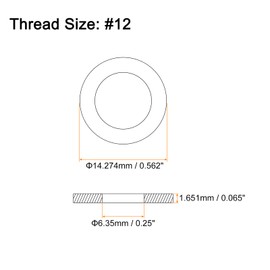 sourcing map 100Pcs #12 Flat Washer, 304 Stainless Steel 0.25" ID x 0.562" OD x 0.065" Thick for Bolt Screw, Factories Repair, Kitchens, Shops, and Outdoor Construction, Silver