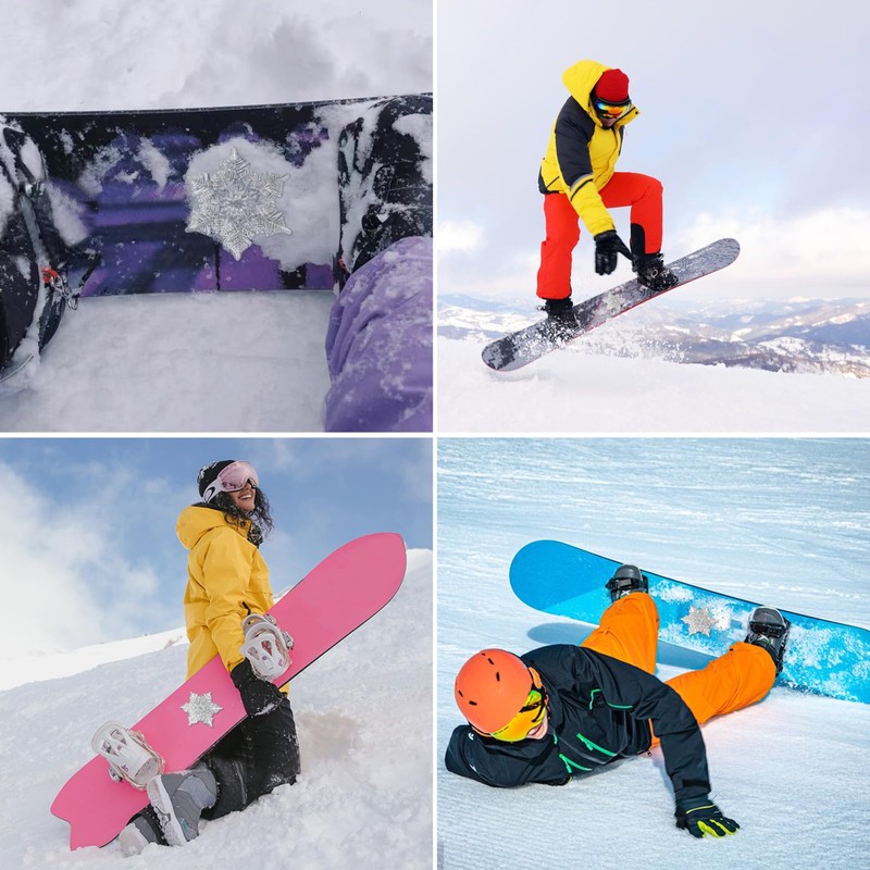 YEESOOM Snowboard Stomp Pad, Snowflake Stomp Pad Snowboarding Clear, 3D