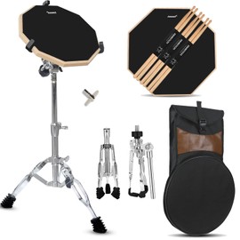 Rrayia Drum Practice Pad Snare Drum Stand Set 12 In With Double Sided Silent Drum Pad, Drum sticks,Carrying Bag Adjustable Stand for Adults, Beginners