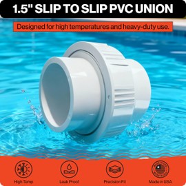 Swimables 1.5 Inch PVC Union Slip to Slip | Contains HD Silicone Gasket | Schedule 40 1 1/2 PVC Fittings | PVC Union Set with Slip Connection, PVC Union for Swimming Pools & Plumbing Application