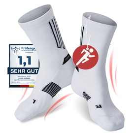 CORE GORIMO - Compression Running Socks - Anti-Blisters Protection - Compression Socks for Men and Women for Running, Running and Sports, White