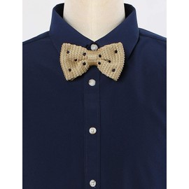 Allegra K Men's Polka Dots Bow Ties Adjustable Strap Pre-tied Knitted Bowties Khaki One Size