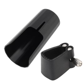 OriGlam Bb Clarinet Ligature, Leather Ligature and Plastic Clarinet Mouthpiece Cap, Leather Ligature Set for Bb Clarinet, Ligature Fastener Mouthpiece Cover for Clarinet, Black