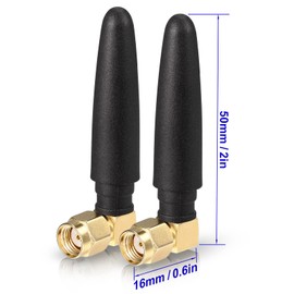 Eightwood Compact WiFi Antenna 2.4GHz 5GHz Dual Band RP-SMA Bluetooth Antennae Right Angle (2-Pack) for PC Computer Network Card Wireless Router Security Camera