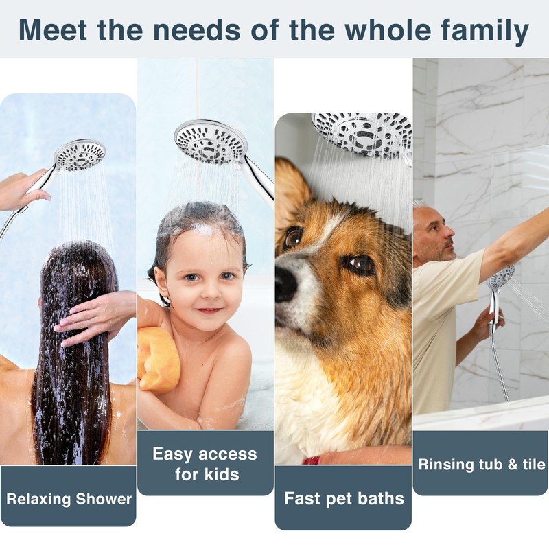 BRIGHT SHOWERS 9 Spray Settings Shower Head with Handheld High