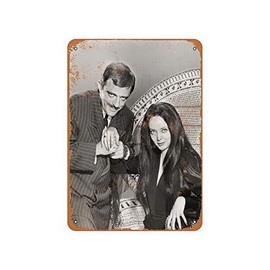 Vintage Gomez and Morticia Addams Portrait Pub Home Vintage Garden Dinning Room Shop Vintage Plaque- 8 X 12 Inches Metal Tin Sign