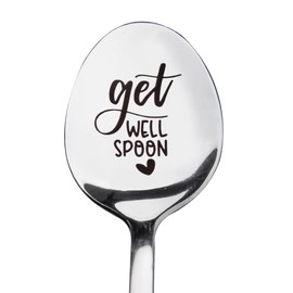 Get Well Soon Spoon Gifts for Women Men Best Friend Cheer Up Recovery Gifts Spoon for Bestie BFF Encouragement Inspirational Gifts for Daughter Son Birthday Christmas Gifts for Coffee Tea Lovers
