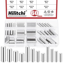 Hilitchi 60PCS Dowel Pin M6 M8 M10 304 Stainless Steel Shelf Support Pegs Cylindrical Shelf Support Peg Pin Rod Fasten Elements for Fixing a Component's Position Join Components