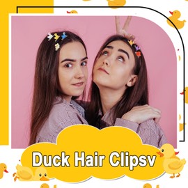 ZLSPTK 30Pcs Mini Resin Duck Hair Clips Tiny Colored Luminous Transparent Color Duck Hairpins for Girls Rave Hair Clips Cute Animal Clip Bulk Accessories for Women Holiday Summer School Party Decor