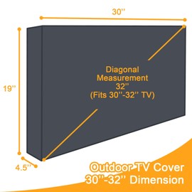 RICHIE Outdoor TV Cover 32 Inch Waterproof, Flat Screen TV Cover Weatherproof, 600D Oxford Fabric TV Enclosure Dust-proof Outdoor TV Display Protector, Outside TV Covers 30’’-32’’