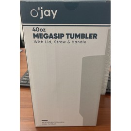 O’Jay New Insulated 40 oz Megasip Tumbler with Lid, Straw & Handle.