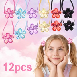 12 PCS Ball Hair Ties Assorted Colored Camellia Bead Ball Charm Hair Ties
