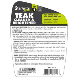STAR BRITE Teak Cleaner & Brightener Gel Spray - 32 OZ - Vertical Surface Stick Formula - Prepares Wood for Oil & Finishes