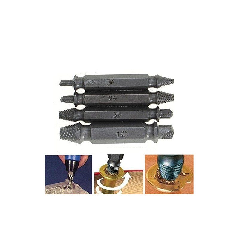 CEFEPH 4 Piece Screw Extractor Defective Screw Remover Made of