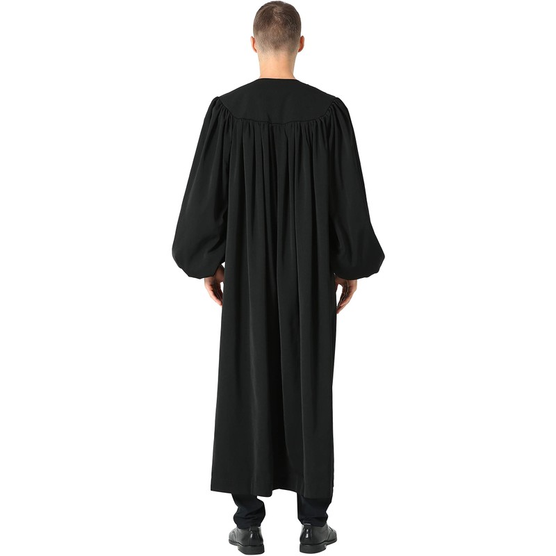 IvyRobes Unisex Premium Matte Black Baptismal Robe with Weighted Hem
