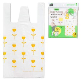 Nexta Portable Plastic Bags, 3.1 gal (15 L), Pack of 10, Flower Pattern, Yellow, Biomass 10, Product Size: Approx. Height 21.7 x Width 11.8 x Depth 5.9 inches (55 x 30 x 15