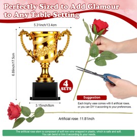 Roshtia The Roses Table Centerpieces for Derby Day Party Decoration Horse Racing Party Supplies for Horse Birthday Party Rose Themed Party Table Decor(28 Pcs 4 Sets)