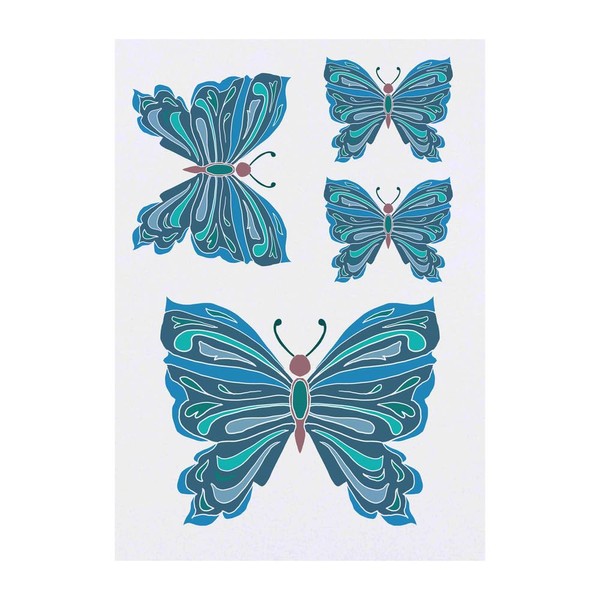 4 x 'Beautiful Butterfly' Temporary Tattoos - Water Resistant, Skin-Safe,