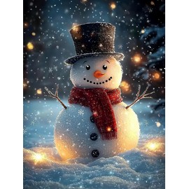 Snowman Diamond Art Kits for Adults, Christmas Snowman Diamond Painting Kits for Beginners, 5D DIY Flower Full Drill Round Diamond Painting Gem Art for Adults, Home Wall Decor 12 x 16 Inch
