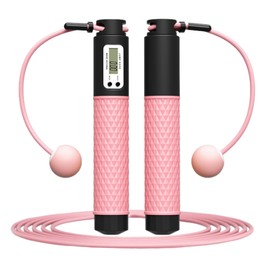 Shunshi Skipping Rope, Digital Jump Rope with Counter - Adjustable Skipping Rope for Fitness, Non-Slip Handles, Weighted Design, Ideal for Adults and Kids, Ideal for Boxing, and Gym Workouts (Pink)