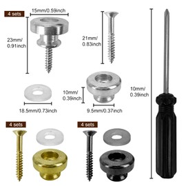 12Pcs Guitar Strap Locks Guitar Strap Button Lock Pins Metal End Pins Anti Slipping Guitar Strap Lock Parts Accessories Music Parts for Guitar Bass Ukulele(Silver, Black, Gold)
