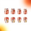 Fall Press On Nails Short Square Fake Nails Leaf With