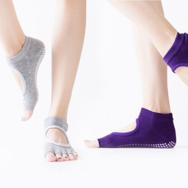 Women's Toeless Non-slip Yoga Pilates Socks Pink 2ea