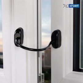 XFORT 4 Pack Viper Fixed Cable Window Restrictor in Black, Durable Window Safety Lock for Child Safety and Window Security