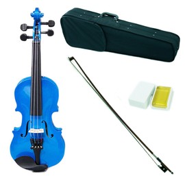 SKY Shinny 1/16 Size Kid Violin with Lightweight Case, Brazilwood Bow and Bright Blue Color