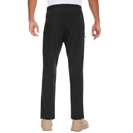 MOURCE Mens Quick-Dry Athletic Pants Water Resistant - Lightweight Men's Joggers Zipper, Black 4XL
