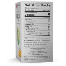 Uncle Lee’s Herbal Dieter’s Tea, Lemon Ginger – Senna Tea with Dandelion Root, Ginger, Orange Peel & Lemon, Natural Laxative, Caffeine-Free Tea Bags, 20 Count Ea (Pack of 2)