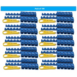 Micro Connectors, CAT 6 Unshielded Punch Down Keystone Jack with Tool (Blue, 100-Pack) (FRT-840BL100-T)
