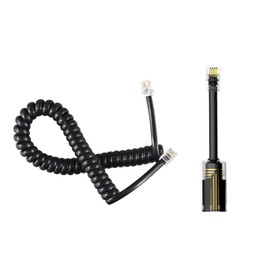 NSGWKZD Telephone Cords for Landline Phones Handset, RJ9 Cable Coiled Wire Tangle Free Black, Dectangler for Desk Phone (1 Set)