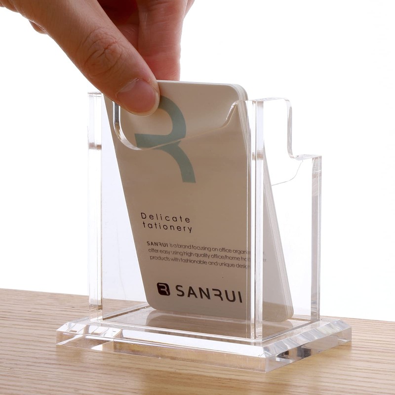SANRUI Acrylic Business Card Stand Business Card Holder Vertical Organizer