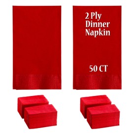 Perfectware - Servilletas de cena de 2 capas, rojo, 50 quilates, 15 x 17 pulgadas, paquete de 50 unidades. Ideal para fiestas