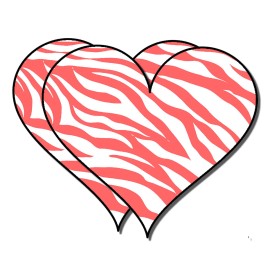OwnTheAvenue Two Pack Zebra Print Heart Pink Pattern Sticker Decal 4" FC2N4