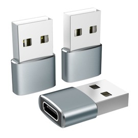 atolla Adaptador USB 2.0 a USB C, 3 Piezas Tipo C a USB 2.0 Tipo A Hembra a Macho, Convertidor USB a Tipo c para Portátiles, Fuentes de Alimentación Móviles, Cargadores y más Dispositivos USB