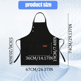 Xthrotsenk Cooking Apron for Men Women Waterproof Cooking Apron with 2 Large Pockets Adjustable BBQ Apron Canvas Apron for Kitchen Restaurant Baking Painting Garden (Black), blacd