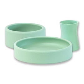 APLAINR Silicone Plate, Bowl & Cup Set for Babies and Toddlers, Weighted, Baby Feeding Set, Baby Led Weaning Supplies, Set of 3 - Color: Sage Green