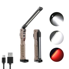 LED Work Light, 2000 Lumens Foldable Rechargeable Work Light, Cordless Portable Magnetic COB LED Work Light 7 Modes for Car Repair, Home, Garage, Emergency