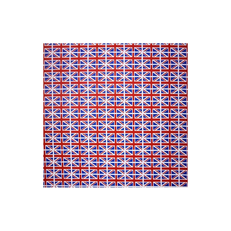 White 100% Cotton with Medium Union Jack Flags (Per Metre)