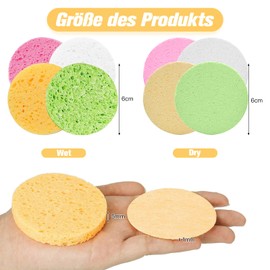 Scettar Compressed Face Sponges, 4 Colours, Reusable Cleansing Sponge, Make-Up Sponges, Round Waschies Make-Up Pads Made of Cellulose, Face Cleansing Set, Pack of 72