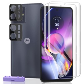 Cmiuubrer 2+2 Pack Screen Protector for Motorola Moto Edge 2023 Flexible TPU Film (NOT Glass) with Tempered Glass Camera Lens Protector. Easy Installation, Self-Healing HD Clear Screen Protector