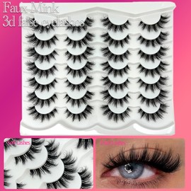etokdos Cat Eye Lashes Wispy Natural 16mm Short Strip Lashes Pack Clear Band Cateye Faux Mink False Eyelashes Natural Look
