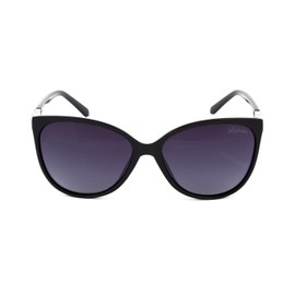 CLF Genuine Christian Lafayette Ladies Polarized Sunglasses for Women Driving, Black Plastic frame, Light Anti Glare Violet Lenses Filter Category 3, UV400 Protection