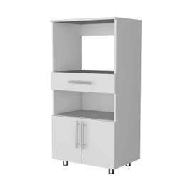 FM FURNITURE Corsica Pantry Cabinet Microwave Stand, Multi-Function with Drawer,White