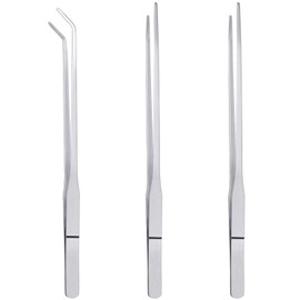 3 Pcs Aquarium Tweezers, Stainless Steel Feeding Tongs Straight and Curved Tweezers Set Long Handle Reptile Feeding Tongs for Aquatic Plants Lizards Spider Snakes